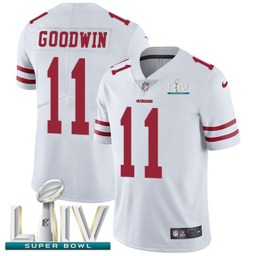 San Francisco 49ers Nike 11 Marquise Goodwin White Super Bowl LIV 2020 Men Stitched NFL Vapor Untouchable Limited Jersey